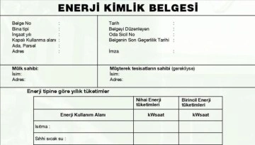 Enerji Kimlik Belgesi düzenlenen bina sayısı 1,5 milyon oldu