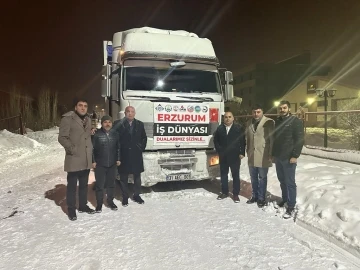 Erzurum iş dünyasının ilk yardım tırı Malatya’ya uğurlandı
