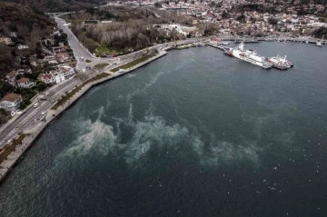 Fırtına ile Sarıyer sahillerinde oluşan ilginç görüntü dron kamerasına yansıdı
