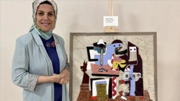 Görsel sanatlar öğretmeni, Picasso'nun "üç müzisyen" tablosunu halıya nakşetti