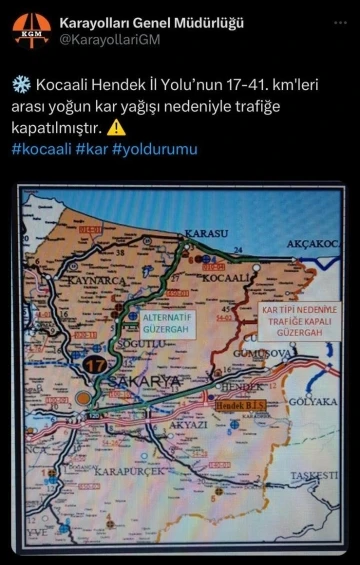 İki ilçeyi bağlayan yol kar sebebiyle kapandı
