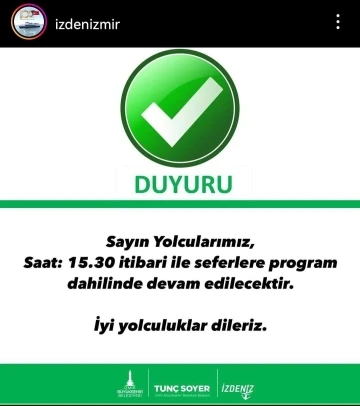 İzmir’de vapur seferleri yeniden başladı
