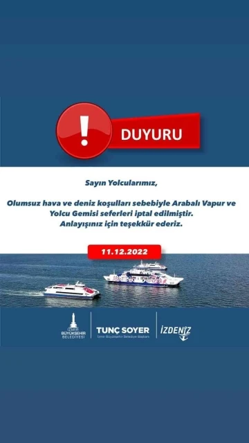 İzmir’de vapur seferlerine fırtına engeli
