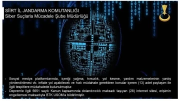 Jandarma 13 sosyal medya paylaşımına müdahalede bulundu
