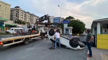 Takla atan otomobil, Emniyet Müdürlüğü’nün önüne uçtu