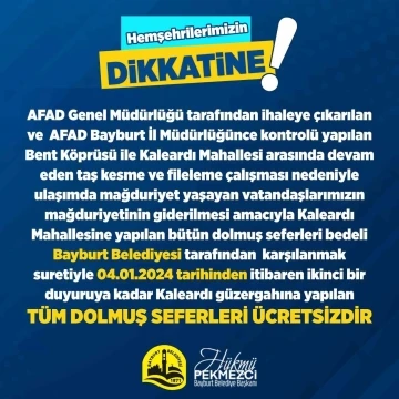 Kaleardı Mahallesi’ne sefer yapan dolmuşlar ile ilgili duyuru
