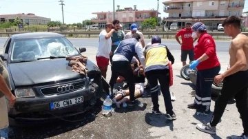 Kask takmayan sürücü ölümden döndü
