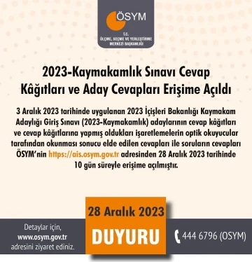 Kaymakamlık sınavı sonuçları açıklandı
