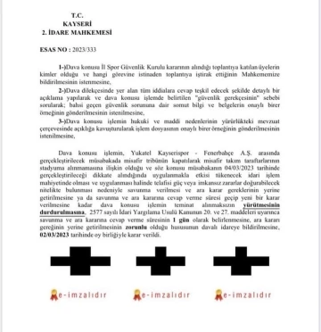 Kayserispor - Fenerbahçe maçına misafir takım taraftarı girebilecek