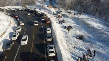 Kırklareli’nde kar manzaraları havadan görüntülendi
