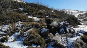 Nemrut’un yazın kuruyan “Buhar Bacaları” kışın yeniden aktifleşti
