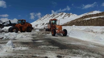 Nisan ayında Van-Bahçesaray yolunda karla mücadele
