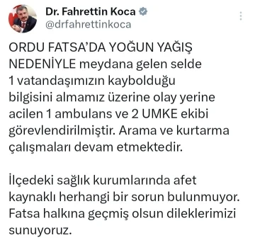 Ordu’da kaybolan kadın için arama çalışması başlatıldı
