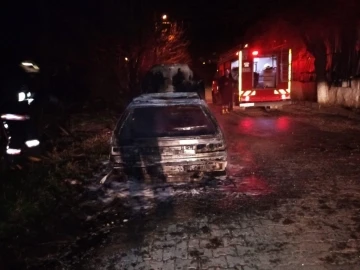 Park halindeki otomobil alev alev yandı
