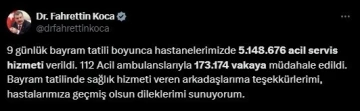 Ramazan Bayramı tatili boyunca 5 milyon 148 bin 676 acil servis hizmeti verildi
