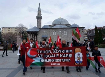 Sağlıkçılar Erzurum’da Gazze için yürüdü
