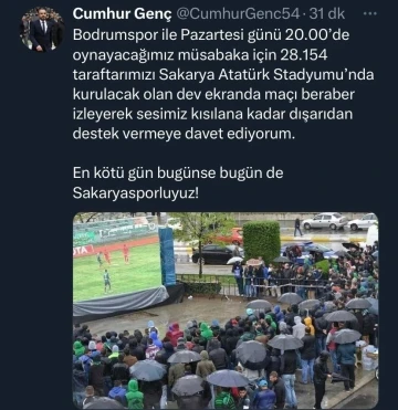 Sakaryaspor Kulüp Başkanı Genç’ten taraftara davet
