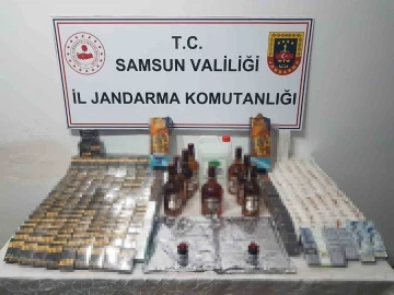 Samsun’da jandarma kaçak tütün mamülleri ve içki ele geçirdi
