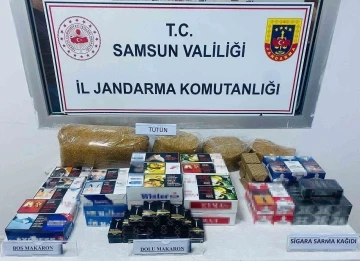 Samsun’da jandarma tarafından düzenlenen operasyonunda çok sayıda makaron ele geçirildi
