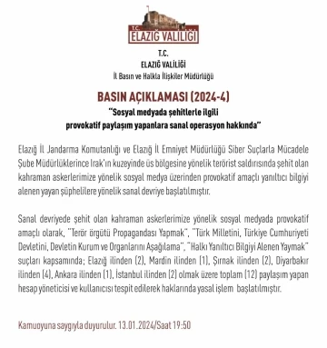 Şehitler üzerinden provokatif paylaşım yapan 12 hesap tespit edildi, yasal işlem başlatıldı
