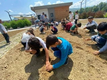 Selçuklu’da çocuklar fideleri toprakla buluşturuyor
