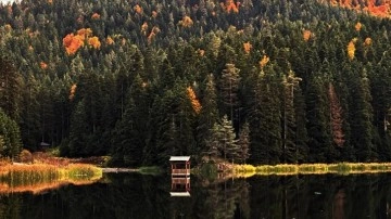 Sinop'un turizm merkezlerinden Akgöl, ziyaretçilerine sonbaharın güzelliğini yaşatıyor