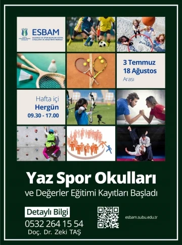 SUBÜ yaz spor okullarına kayıt almaya başladı
