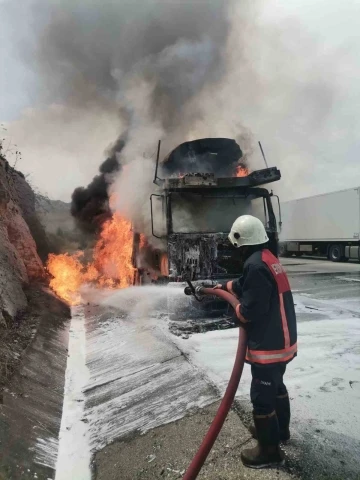 Tarsus’ta yanan tırda yüklü 7 sıfır araç yandı