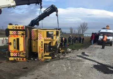 Tekirdağ’da devrilen vincin sürücüsü hayatını kaybetti
