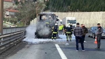 TEM’de minibüs alev topuna döndü
