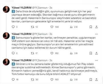 Y. Samsunspor’dan sert açıklama: “Hakem hatalarının devam etmesi durumunda, emeklerimizin gölgede bırakılmasına göz yummayacağız&quot;
