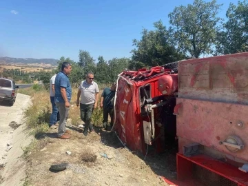 Yangına giden arazözün devrilmesi sonucu 3 personel yaralandı