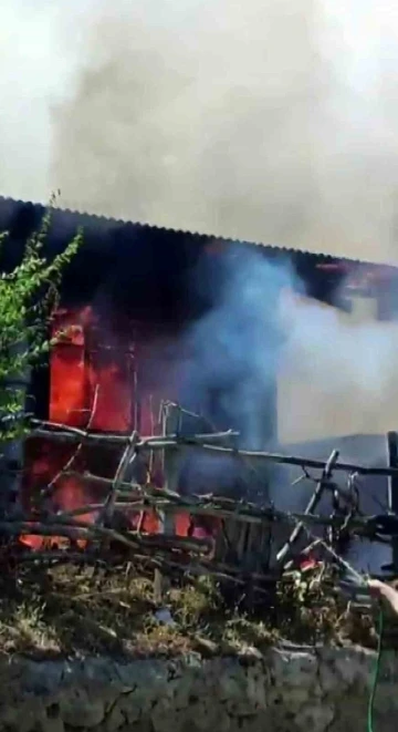 Yayla evi alev alev yandı, o anlar cep telefonu kamerasına yansıdı
