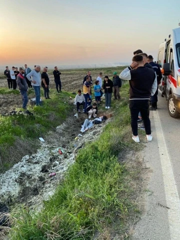 Yoldan çıkan otomobil takla attı: 2 si ağır, 5 yaralı
